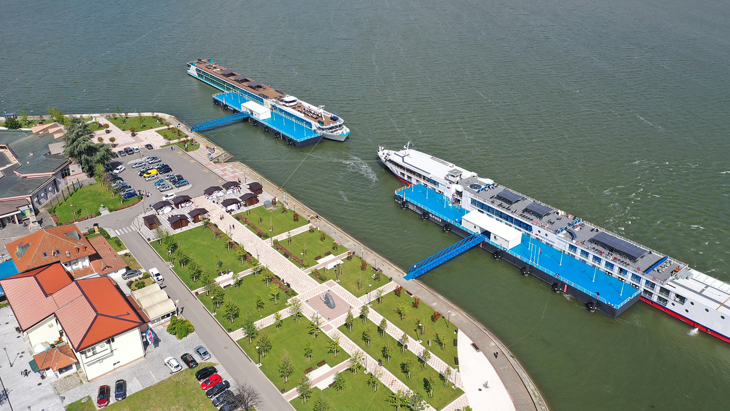 Donji Milanovac Port - River cruise port on Danube River Serbia